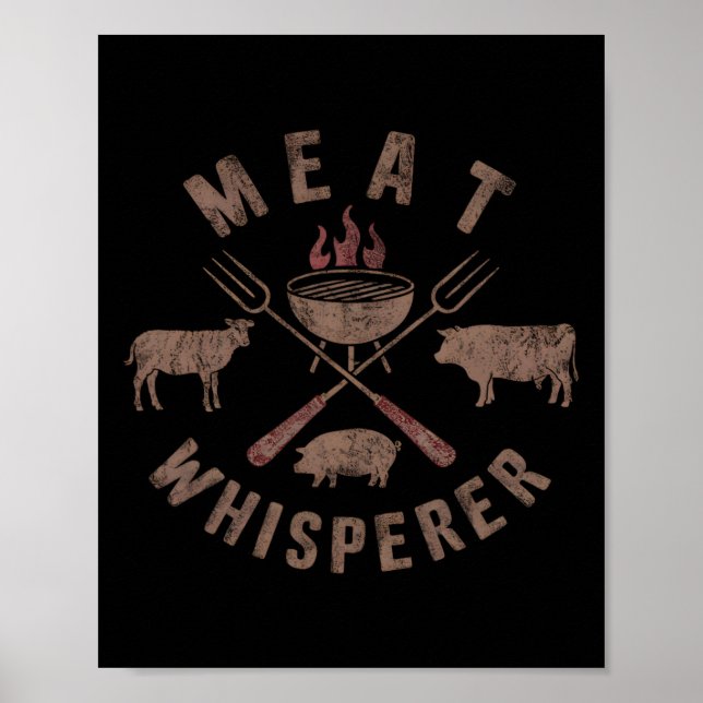 Fleischflüsterer Bbq-Raucher beim Kochen von Fleis Poster (Vorne)