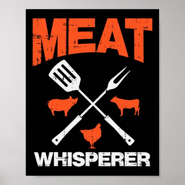 Fleischflüsterer Lustige Barbecue-Grill BBQ-Grill  Poster (Vorne)