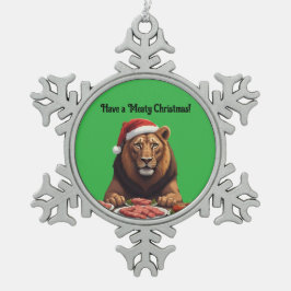 Fleischfresser-Löwe-Weihnachts-Schneeflocke-Rahmen Schneeflocken Zinn-Ornament