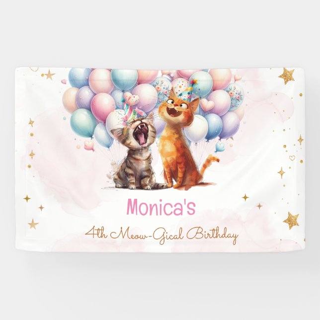 Fleischkatzen Meow-Gary-Kindergeburtstag Banner (Horizontal)