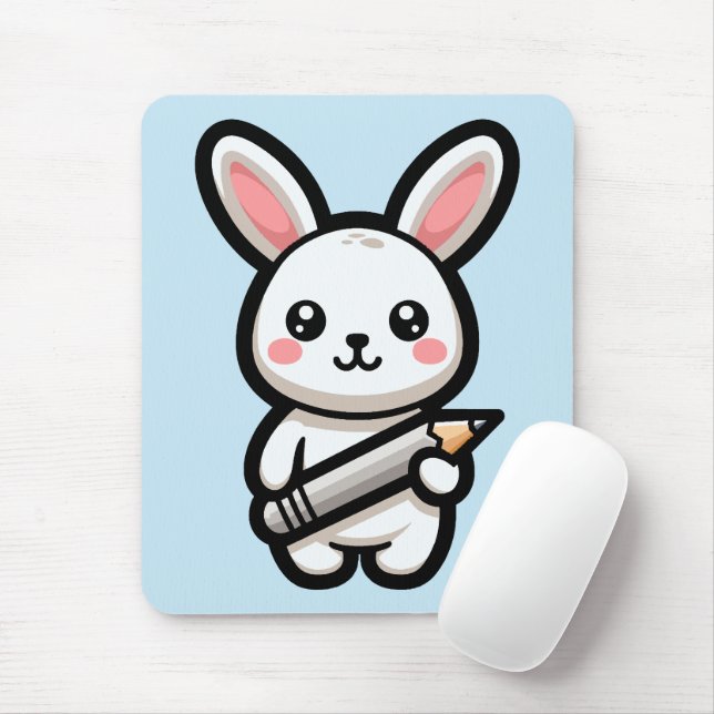 Fleißiges Kawaii-Kaninchen Mousepad (Mit Mouse)