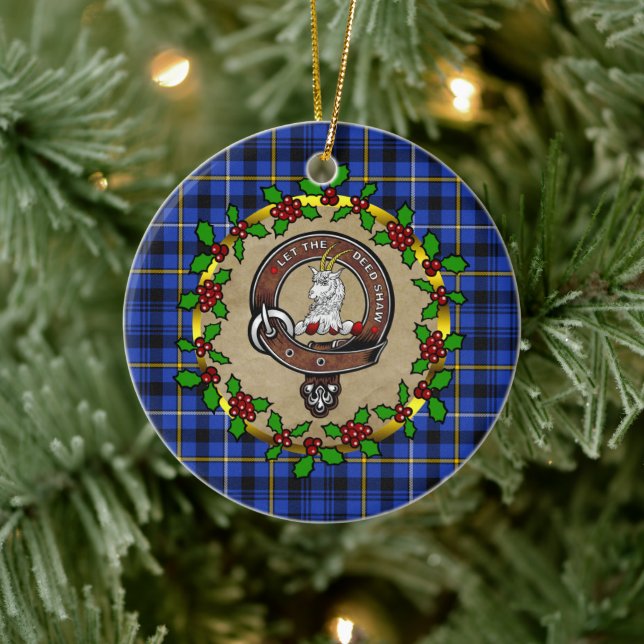 Fleming Clan Abzeichen & Tartan Personalisierte We Keramik Ornament (Baum)