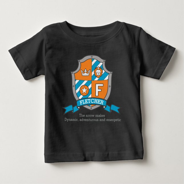 Fletcher Buben F name & meint Buben Wappen Baby T-shirt (Vorderseite)