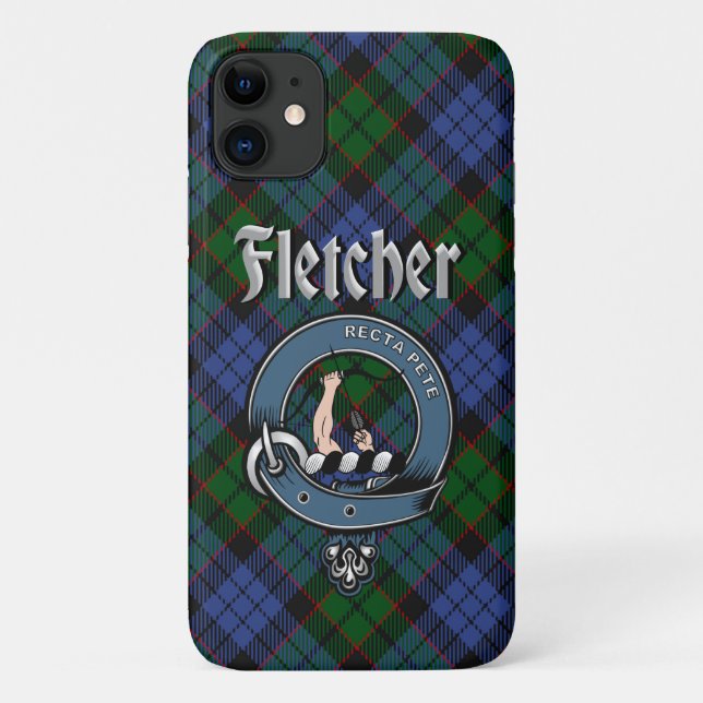 Fletcher Clan Abzeichen & Tartan Phone Case (Rückseite)