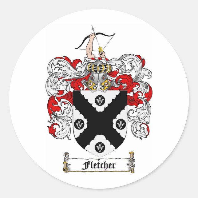 FLETCHER FAMILIENWAPPEN - FLETCHER WAPPEN RUNDER AUFKLEBER (Vorderseite)