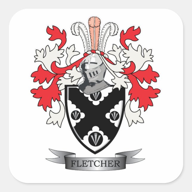 Fletcher-Familienwappen-Wappen Quadratischer Aufkleber (Vorderseite)