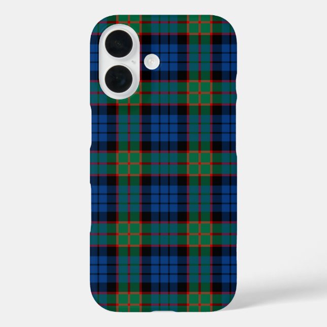 Fletcher Tartan Bright Blue und Green Kariert iPhone 16 Hülle (Rückseite)