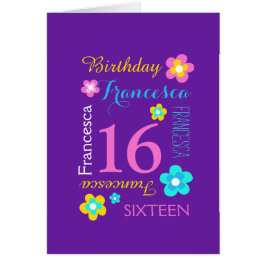 Fleur 16e anniversaire personnalisé aqua rose viol