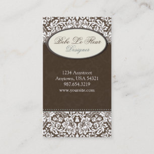 Fleur #1C Chic Brown Damask Carte de visite