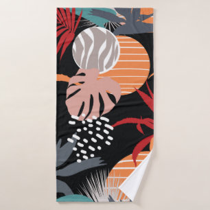 Fleur Abstraite et feuilles tropicaux dessinent co
