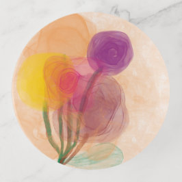 Fleur aquarelle sur plateau en verre