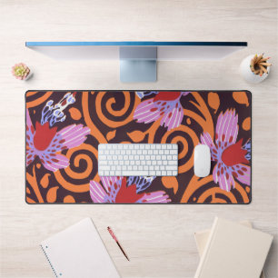 Fleur Art Déco Tourbillonnante Rose et Orange Vibr