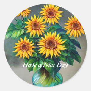 Fleur Avoir Un Beau Sticker Classic Round Day