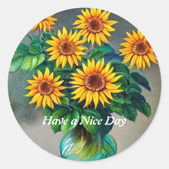 Fleur Avoir Un Beau Sticker Classic Round Day (Devant)