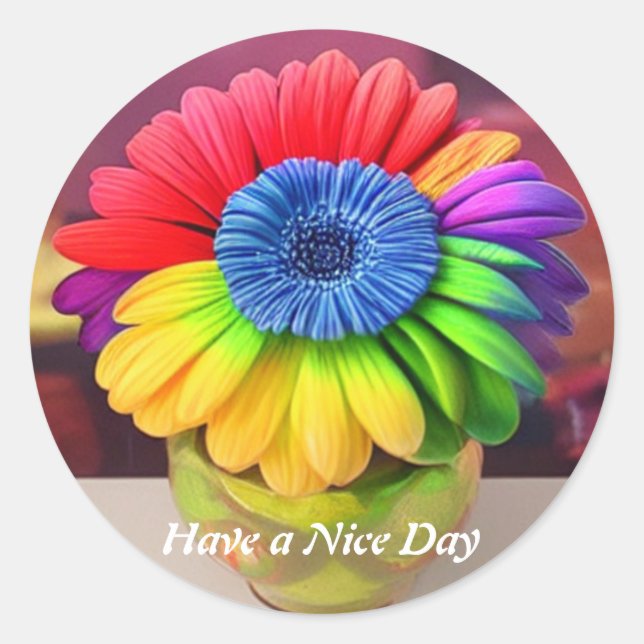 Fleur Avoir Un Beau Sticker Classic Round Day (Devant)
