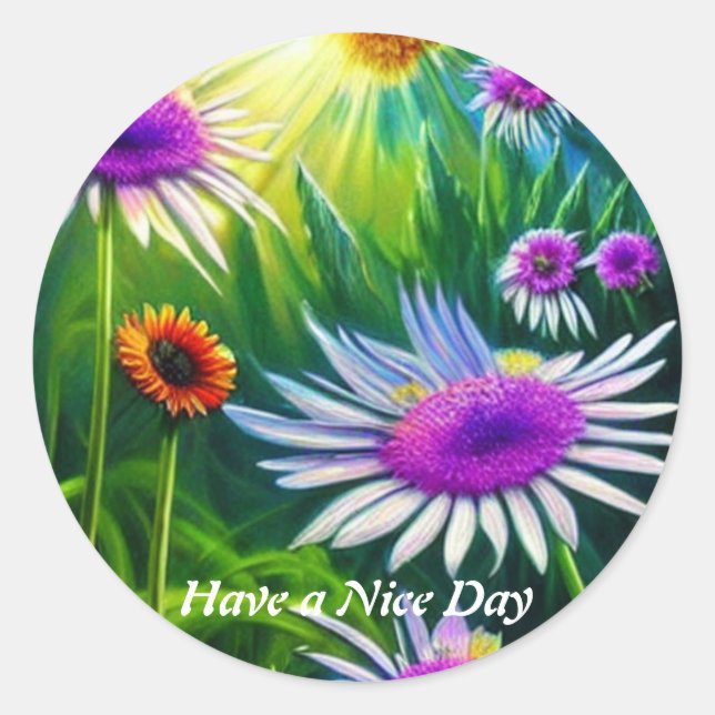 Fleur Avoir Un Beau Sticker Classic Round Day (Devant)