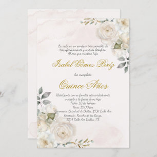 Fleur blanche beige coing invitation en espagnol