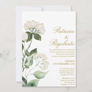Fleur blanche Elégant mariage Invitation en espagn
