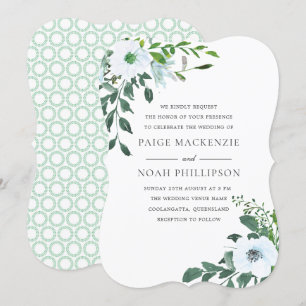 Fleur blanche Elégante été de verdure Invitation