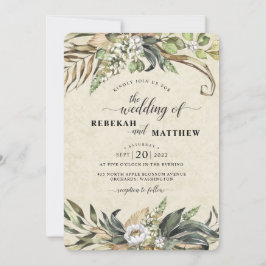 Fleur blanche et Palm | FAIRE-PART DE MARIAGE