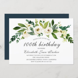 Fleur blanche Fleur 100e anniversaire Invitation