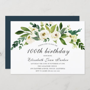 Fleur blanche Fleur 100e anniversaire Invitation
