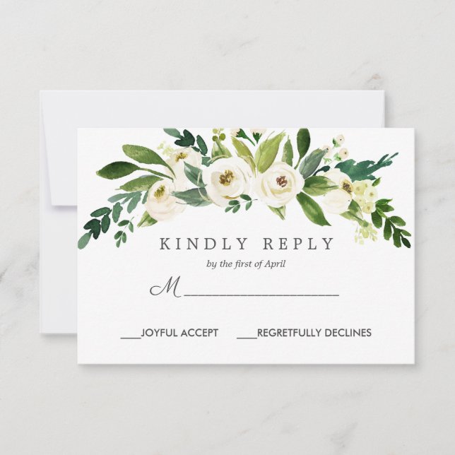 Fleur blanche | Réponse Chic Mariage Floral RSVP (Devant)