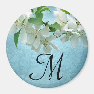 Fleur blanche sur le ciel bleu Monogramme Aimant i
