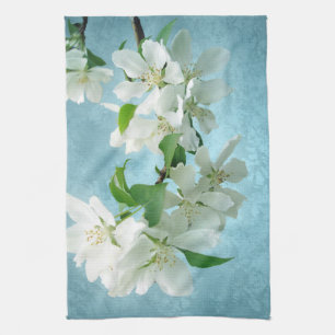 Fleur blanche sur le ciel bleu Serviette de cuisin