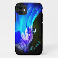 Fleur Bleue Clair avec Goutte d'Eau Coque iPhone 5