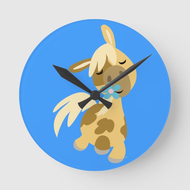 Fleur Bleue et mignonne horloge murale de caricatu (Recto)