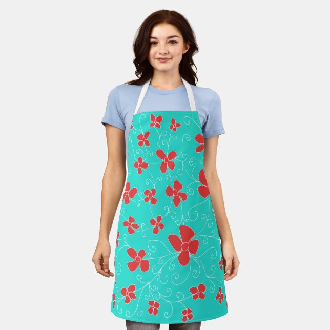 Fleur bleue et tablier de fleurs (Porté)
