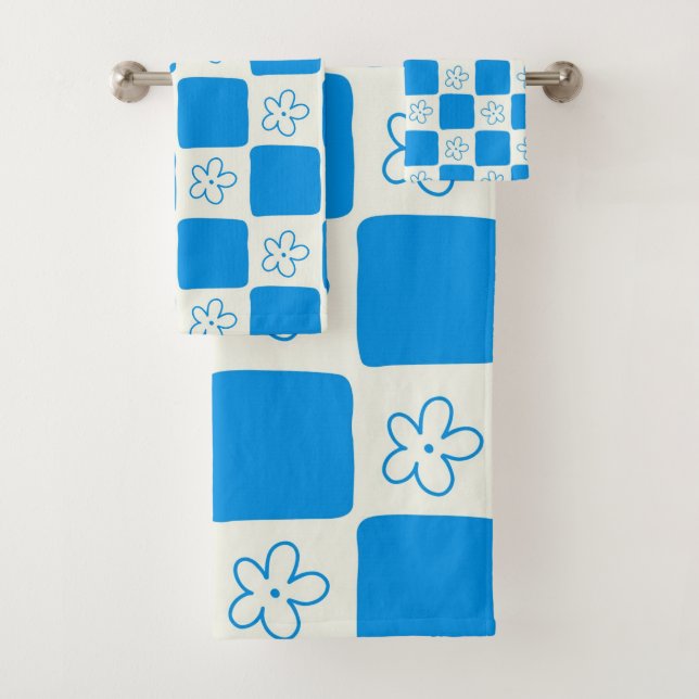 Fleur bleue Preppy À damiers Motif (En situation)