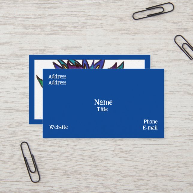 Fleur bleue standard, Carte de visite de 3,5 po x  (Devant/Arrière en situation)