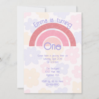 Fleur Boho Arc-en-ciel Invitation Anniversaire