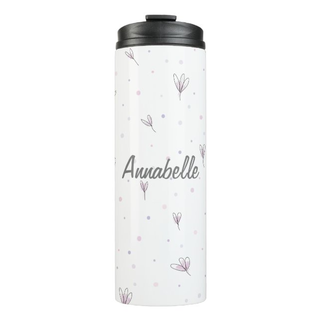 Fleur Bouteille thermique Nom personnalisé (Devant)