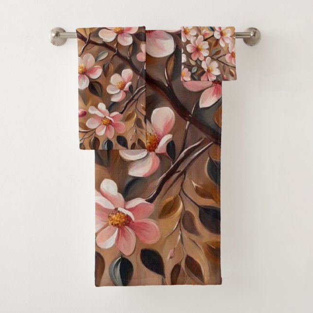 Fleur Branche 3 serviettes de bain (En situation)