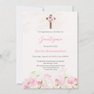 Fleur couleur eau rose invitation en espagnol