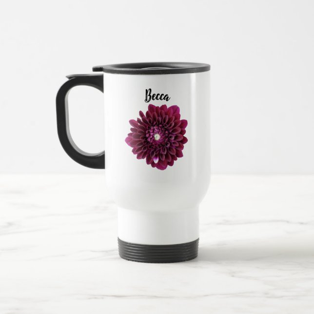 Fleur Dahlia violette profonde Mug de voyage perso (Gauche)