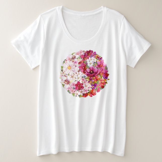 Fleur d'aquarelle plus femme Yin-Yang (Design devant)