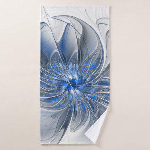 Fleur d'art fractal à l'aquarelle bleu gris abstra