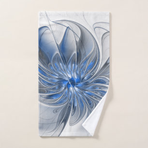 Fleur d'art fractal à l'aquarelle bleu gris abstra