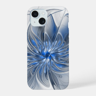 Fleur d'art fractal à l'aquarelle bleue grise abst
