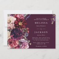 Fleur d'automne Dahlia Faire-part de mariage noir