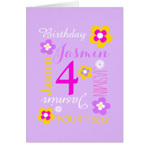 Fleur de 4ème anniversaire personnalisé graphique 