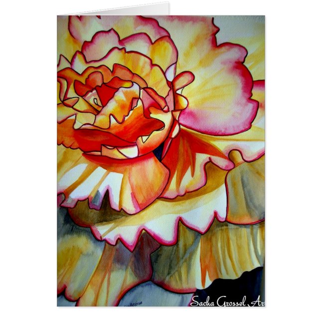 Fleur de bégonia jaune aquarelle art original (Devant)
