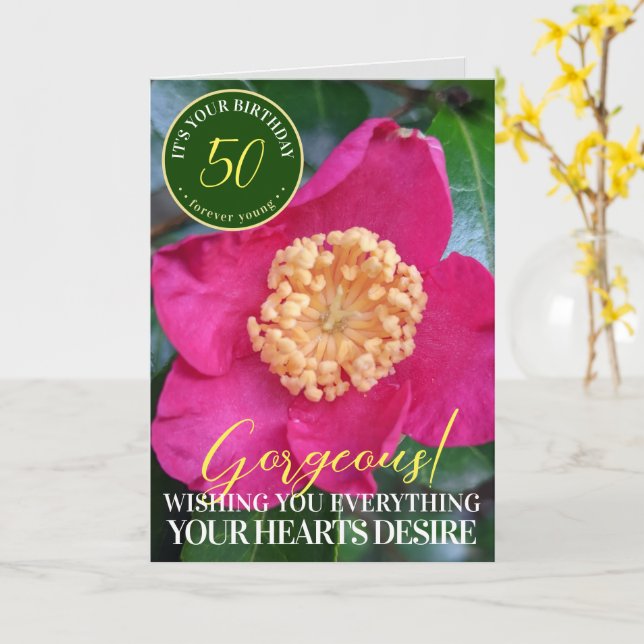Fleur de Camellia Rose Chaud Bonne carte d'anniver (Fleur jaune)