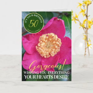 Fleur de Camellia Rose Chaud Bonne carte d'anniver