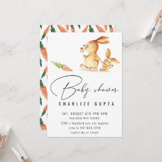 Fleur de carotte de lapin Baby shower Invitation f