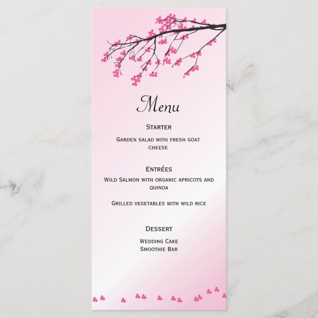 Fleur de cerisier rose | Carte Menu (Devant)